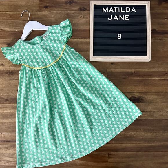 Matilda Jane Hello Lovely! Tulip Festival Knit Sleeveless Green Dress Spring  8 - Picture 1 of 7
